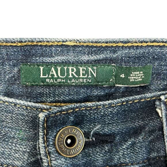 Lauren Ralph Lauren Paint Splatter Jeans Women's Sz 4 Medium Wash Artsy Mid Rise - Picture 3 of 6